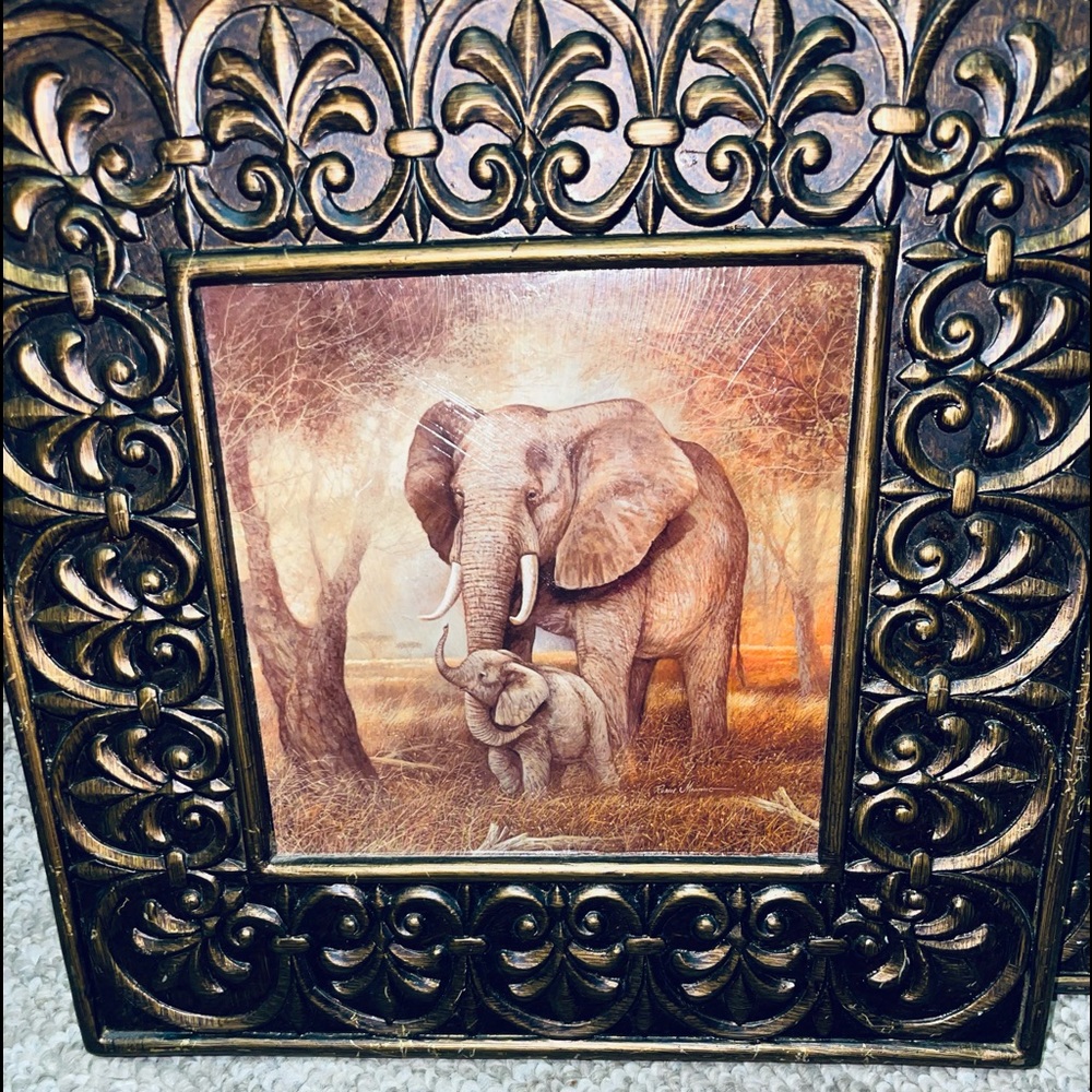 Pier One imports African animal wall art with bronzed finish framing